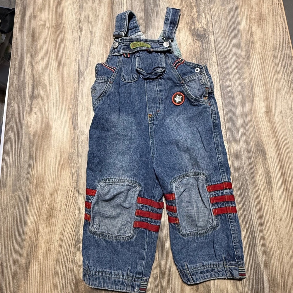 Oilily Kids Denim Overalls Vintage Y2K Streetwear Star Patch Size 92 2T